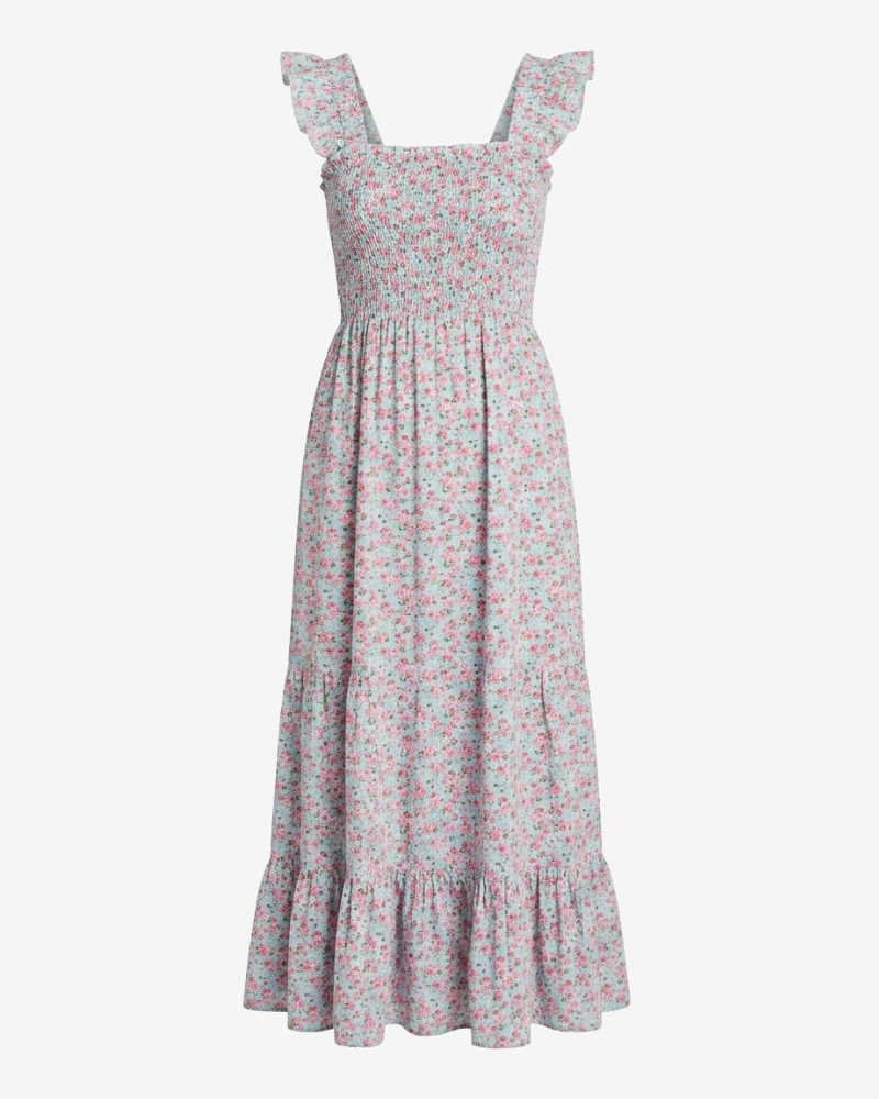 Vestido Rocio Flowers verde agua