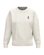 Sudadera beige de mujer personalizada con inicial y mini corazón bordado en el pecho izquierdo
