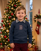 Sudadera personalizada Inicial mini azul marino Christmas