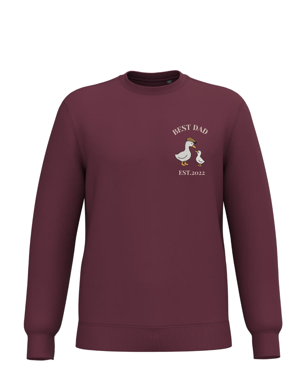 sudadera personalizada modelo bordado ganso dad granate