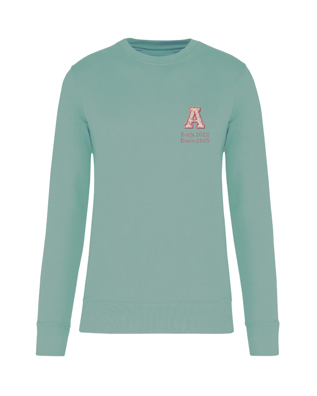 Personalised Unisex Sweatshirt with Initial Special Mother's Day Edition Mint Green
