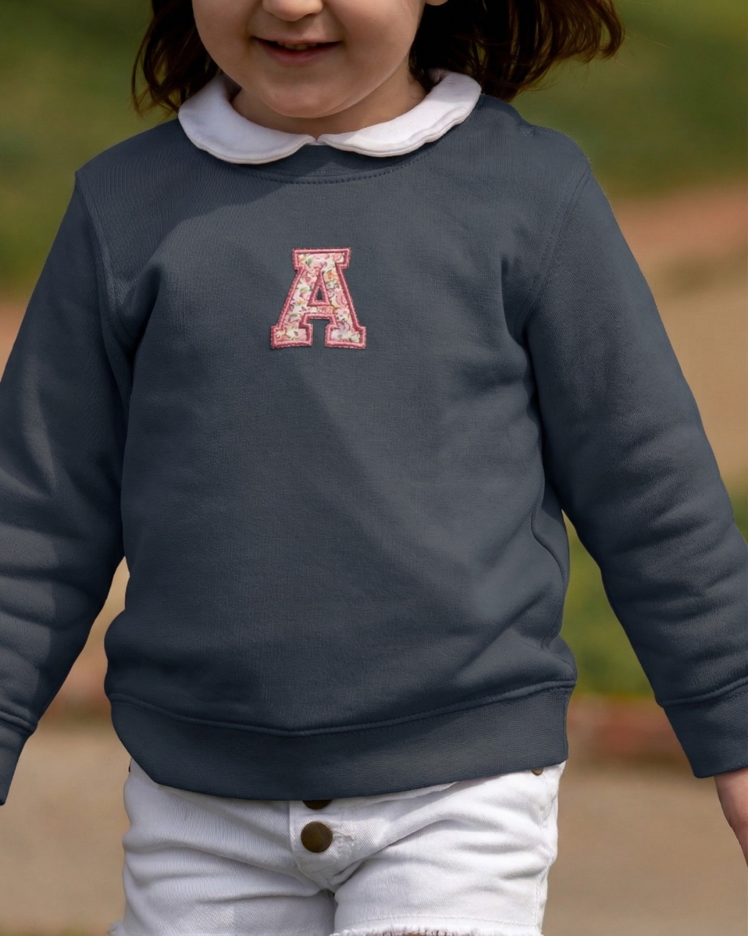 Sudadera personalizada Inicial mini azul marino
