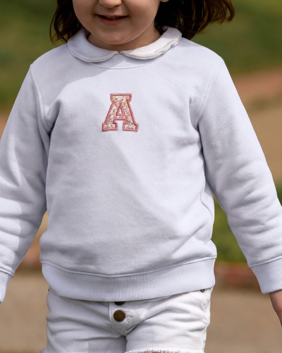 Sudadera personalizada Incial mini blanco