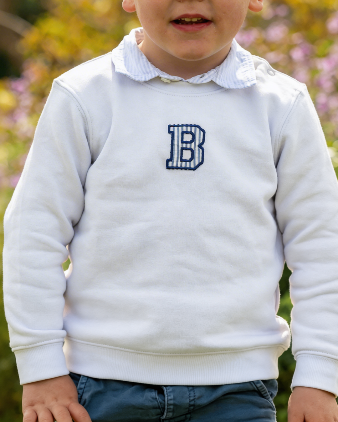 Sudadera personalizada Incial mini blanco