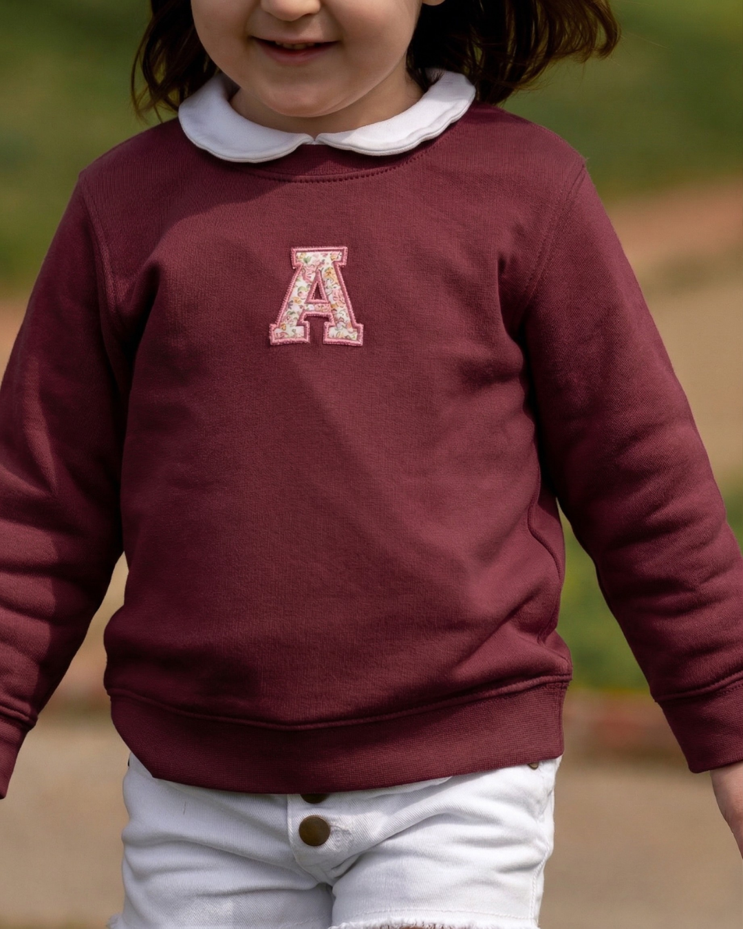 Sudadera personalizada Inicial mini granate