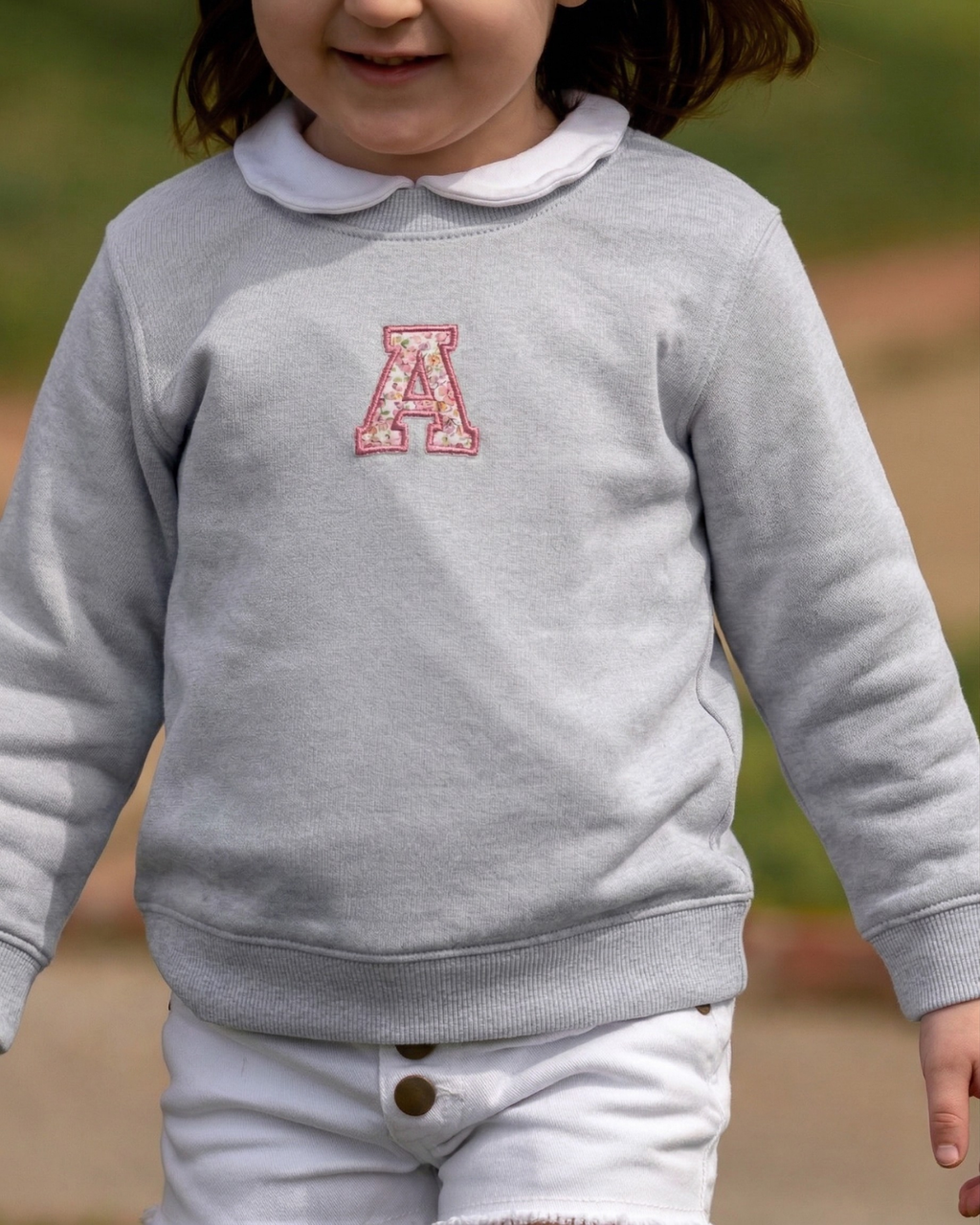 Sudadera personalizada Inicial mini gris