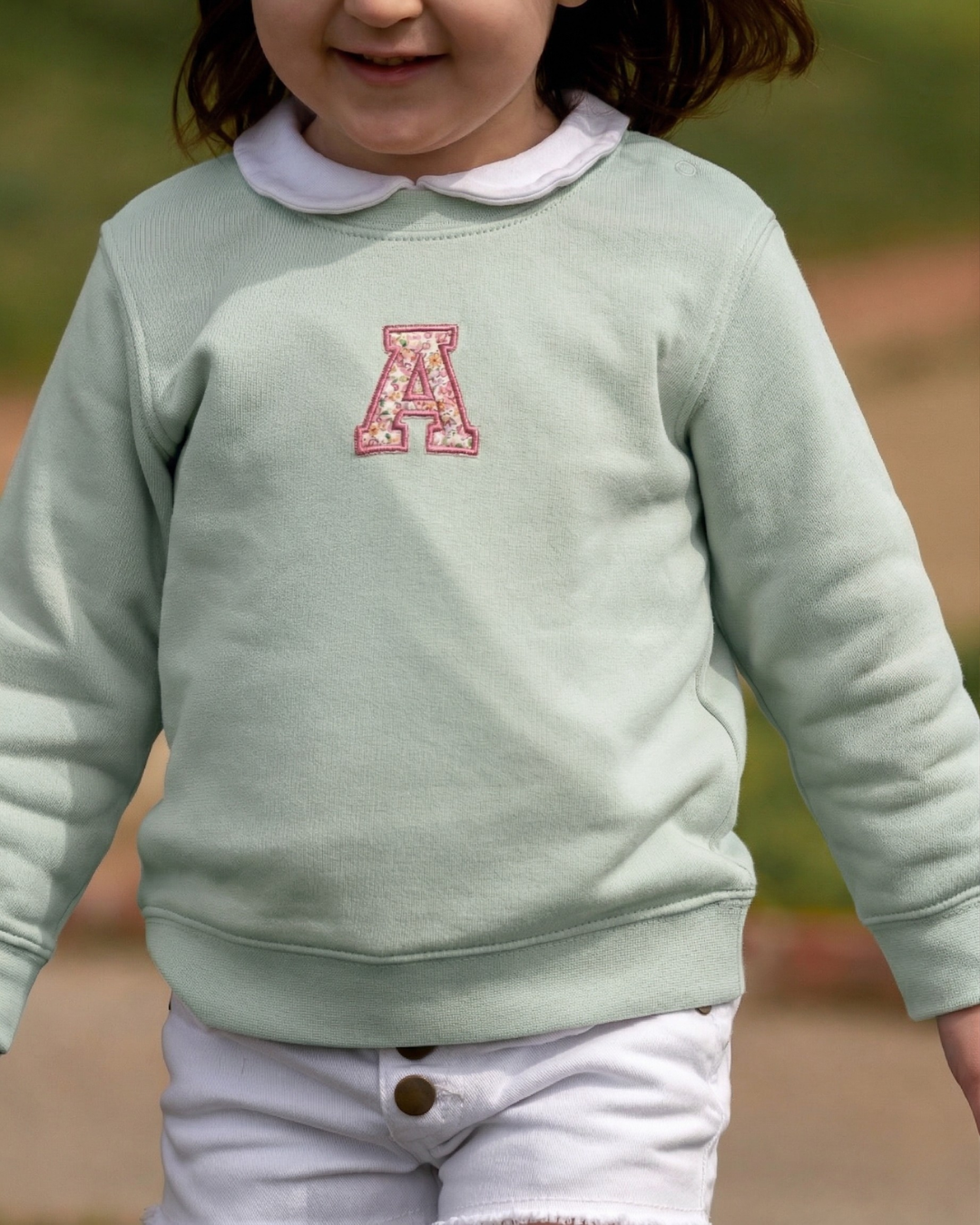 Sudadera personalizada Inicial mini verde mint