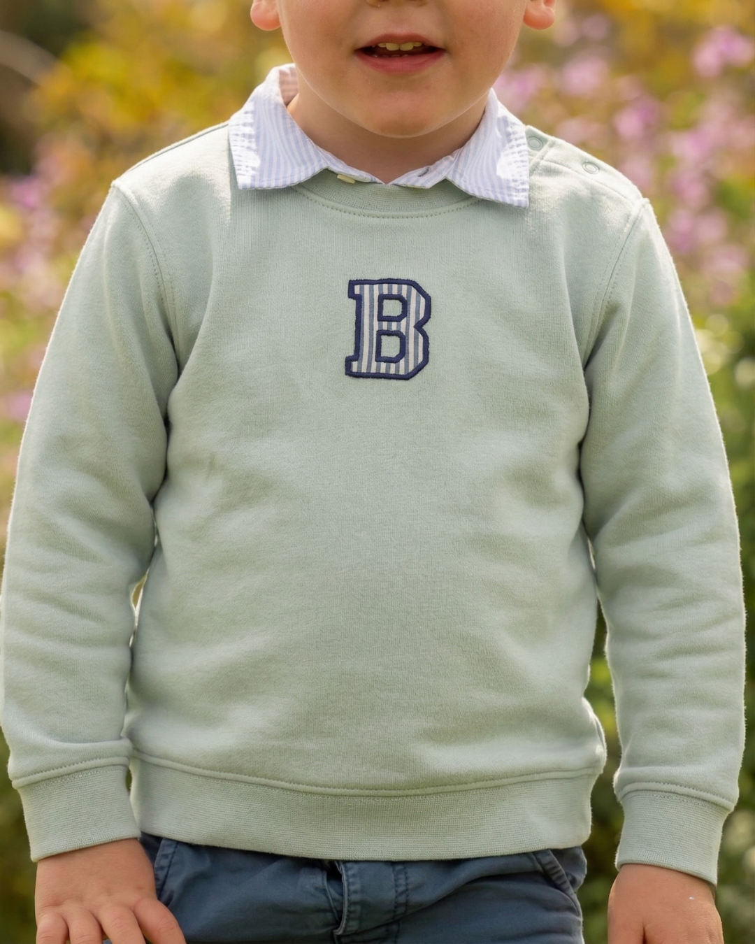Personalised mint green mini initial sweatshirt