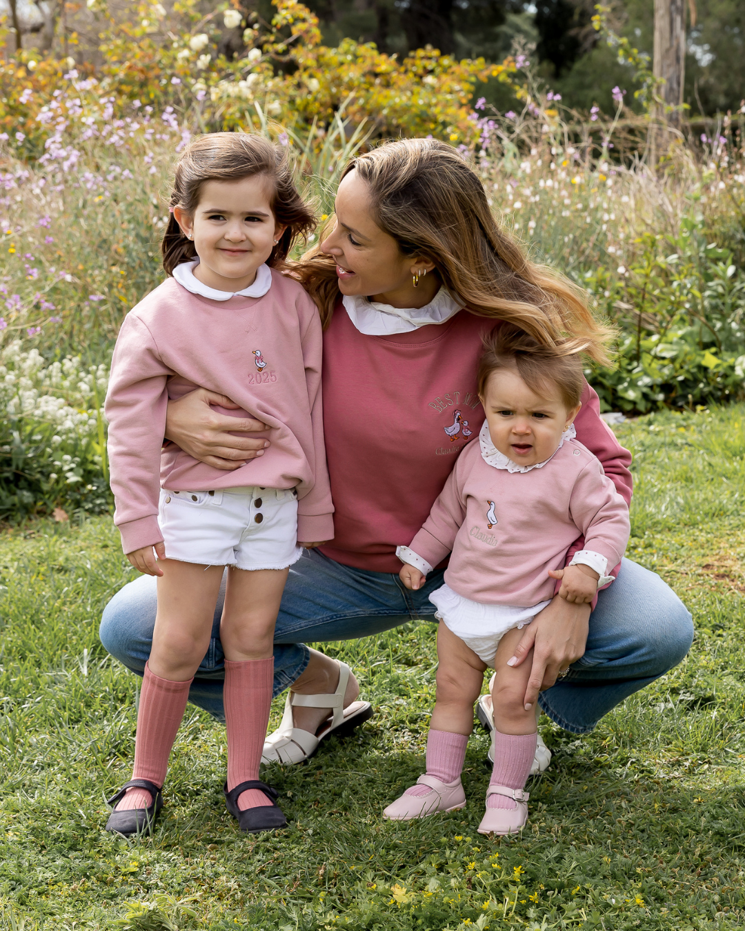 Sudadera personalizada Mamá Pato Rosa (mujer)
