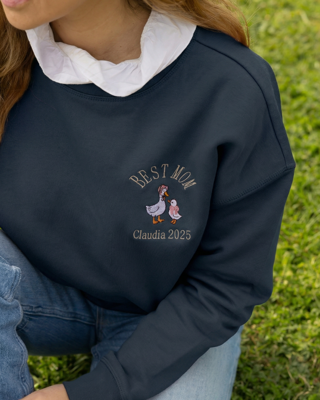 Sudadera Unisex personalizada Mamá Pato Azul marino