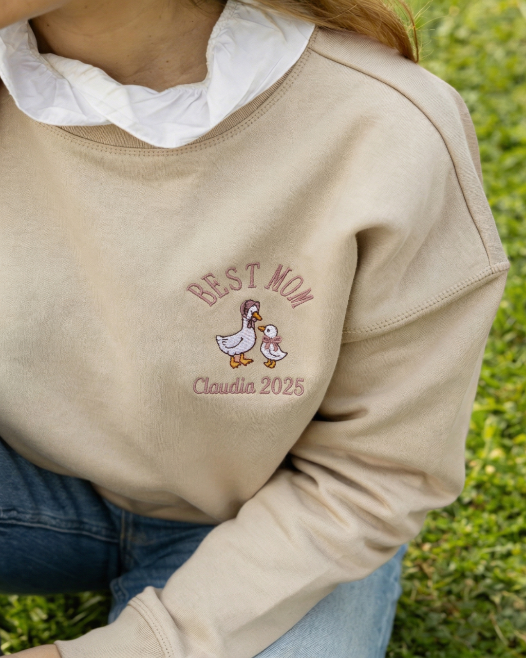 Sudadera Unisex personalizada Mamá Pato Beige