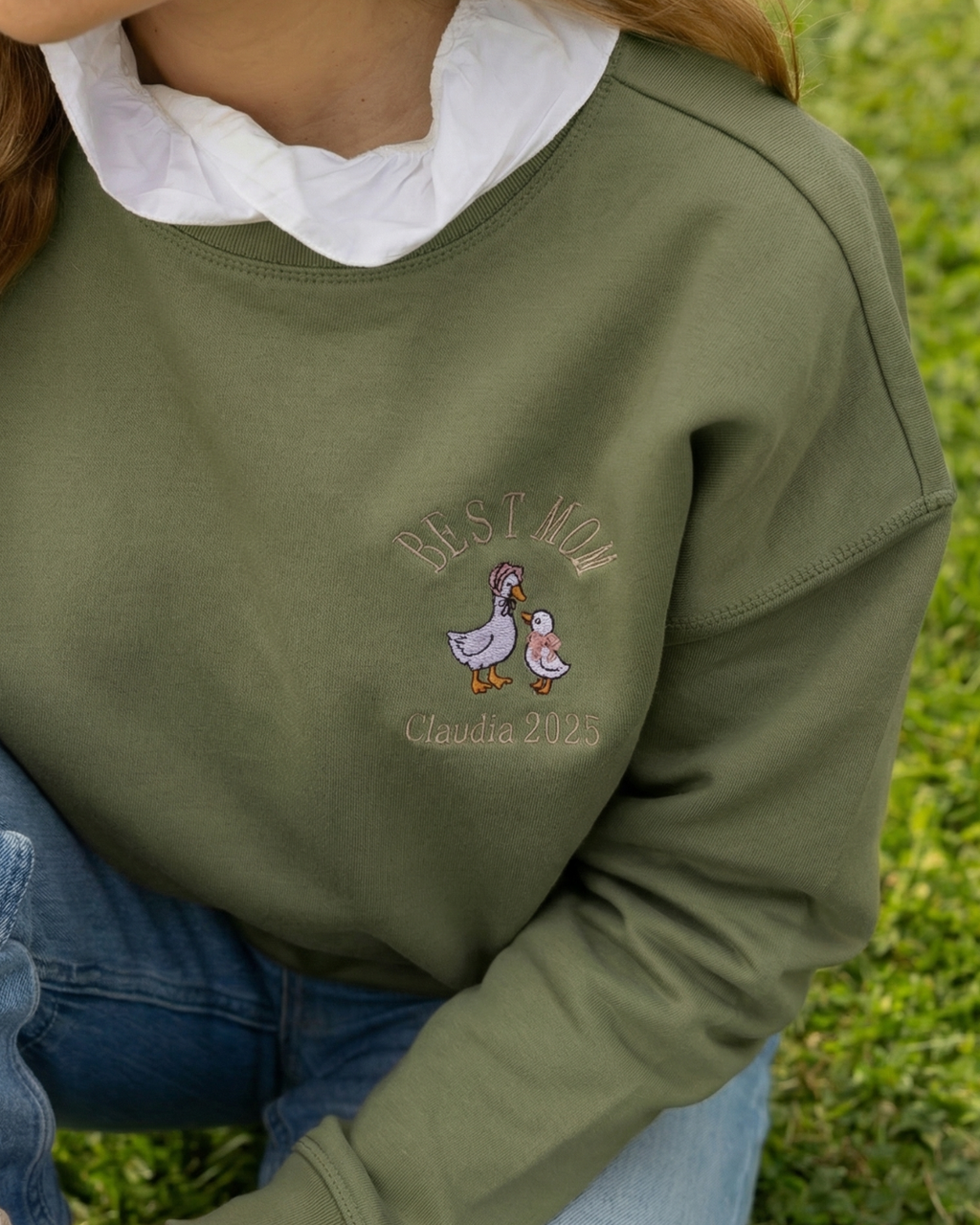 Sudadera Unisex personalizada Mamá Pato Kaki
