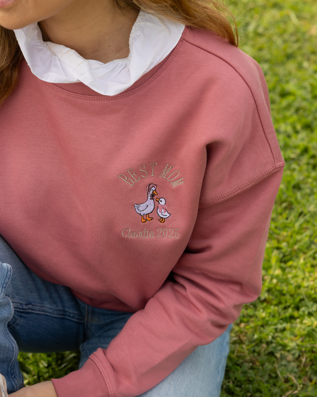 Sudadera personalizada Mamá Pato Rosa (mujer)