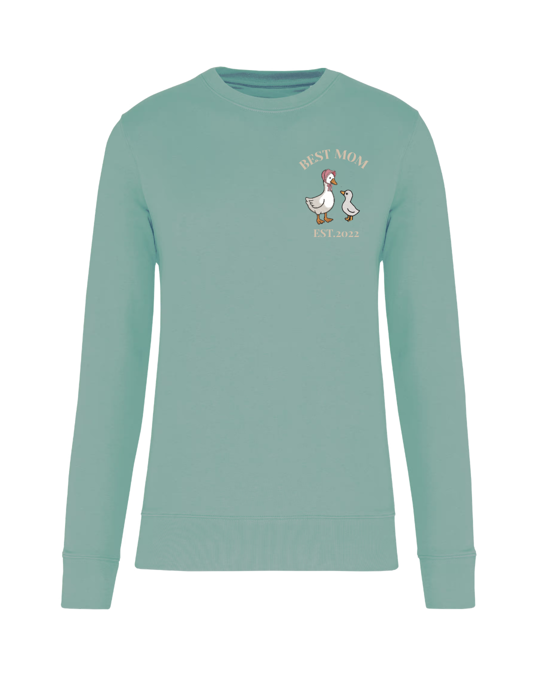 sudadera personalizada verde mint dibujo gansos mamá y bebé