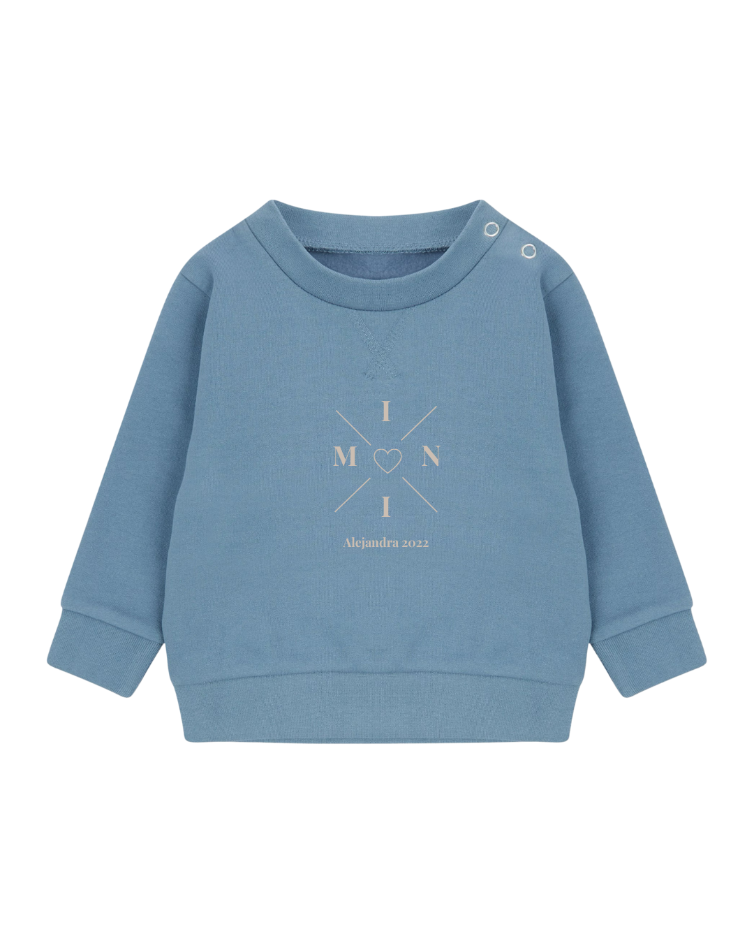 Personalised blue mini cross and heart sweatshirt