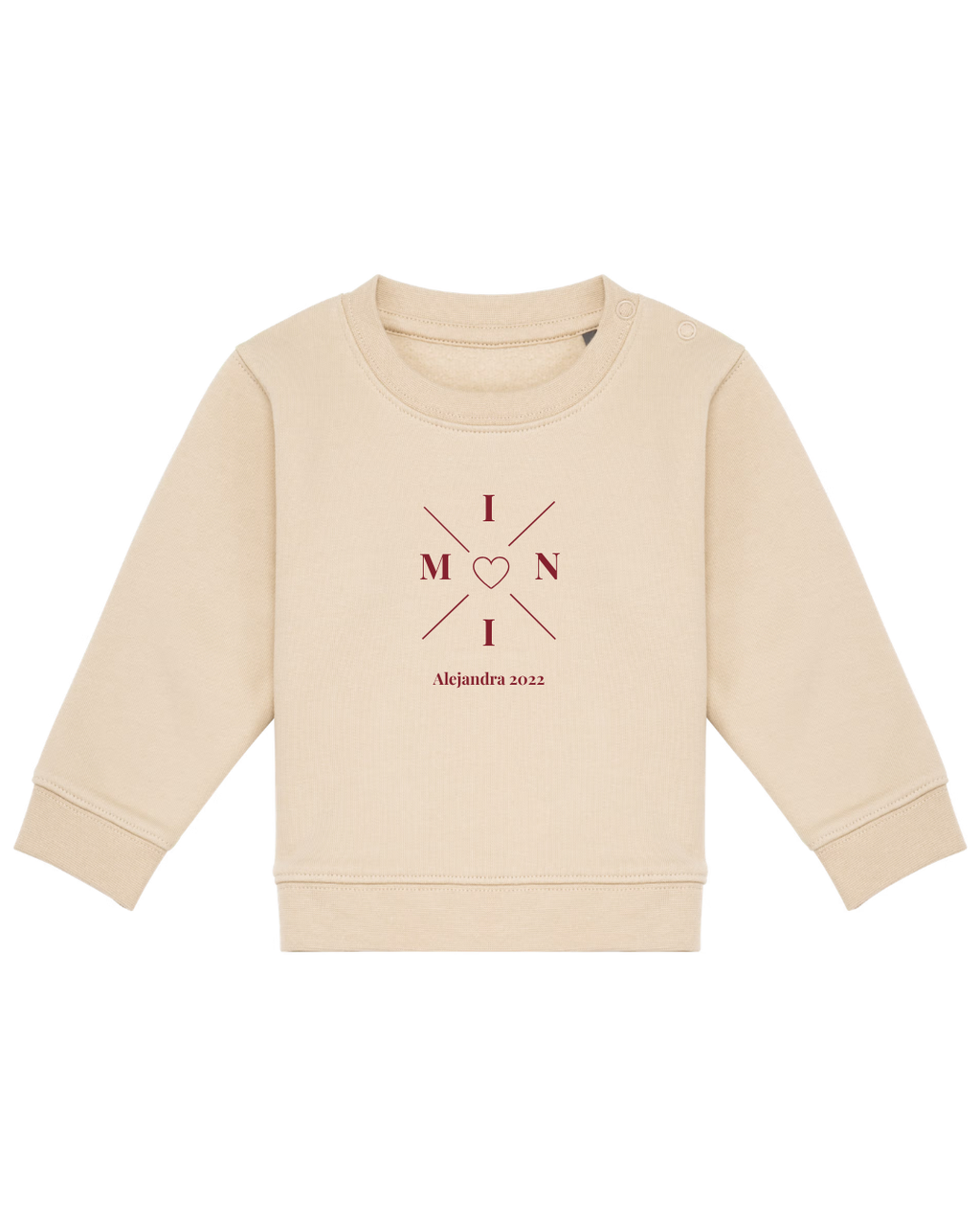 Sudadera personalizada mini cruz corazón beige