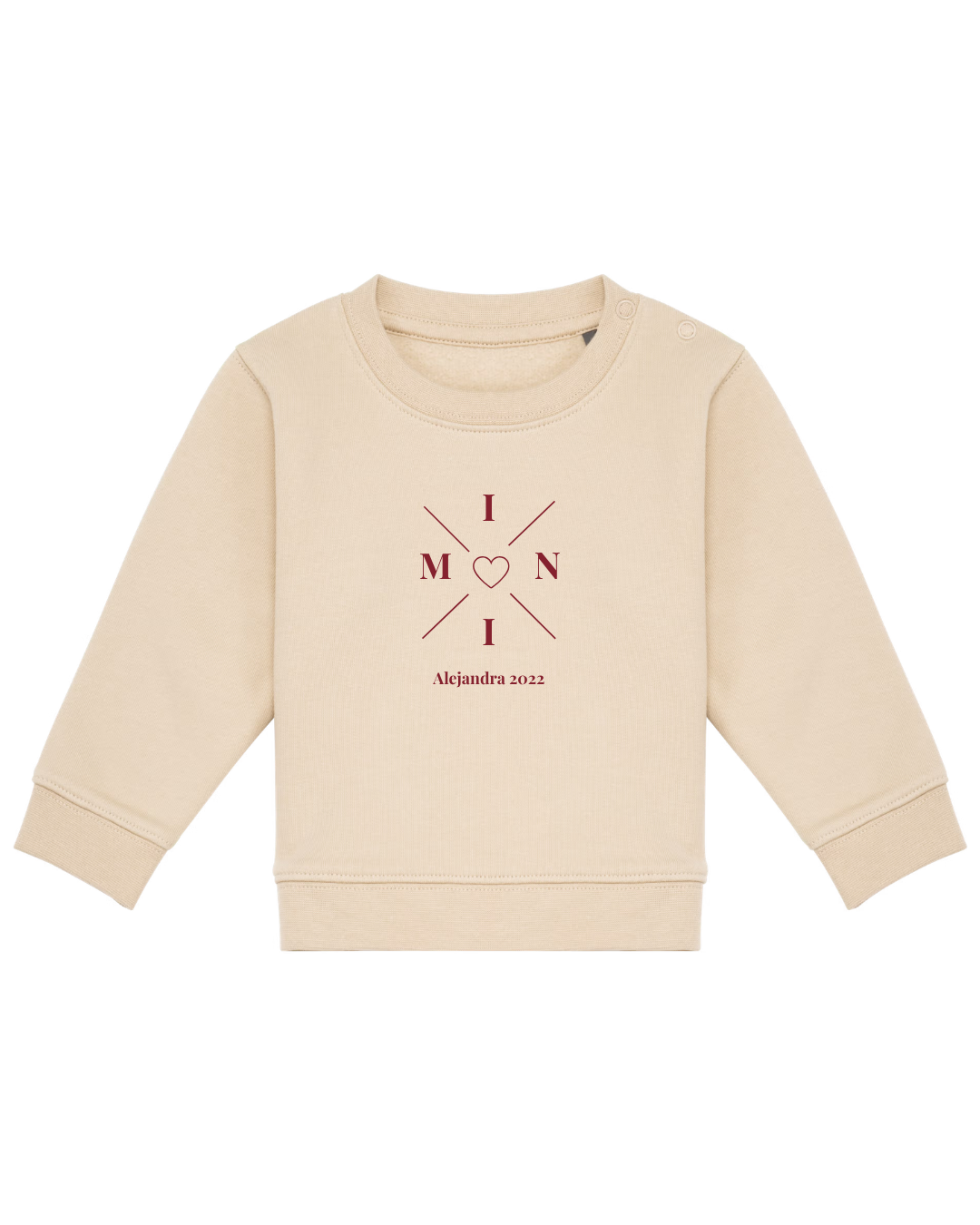 Sudadera personalizada mini cruz corazón beige