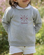 Sudadera personalizada mini cruz corazón gris