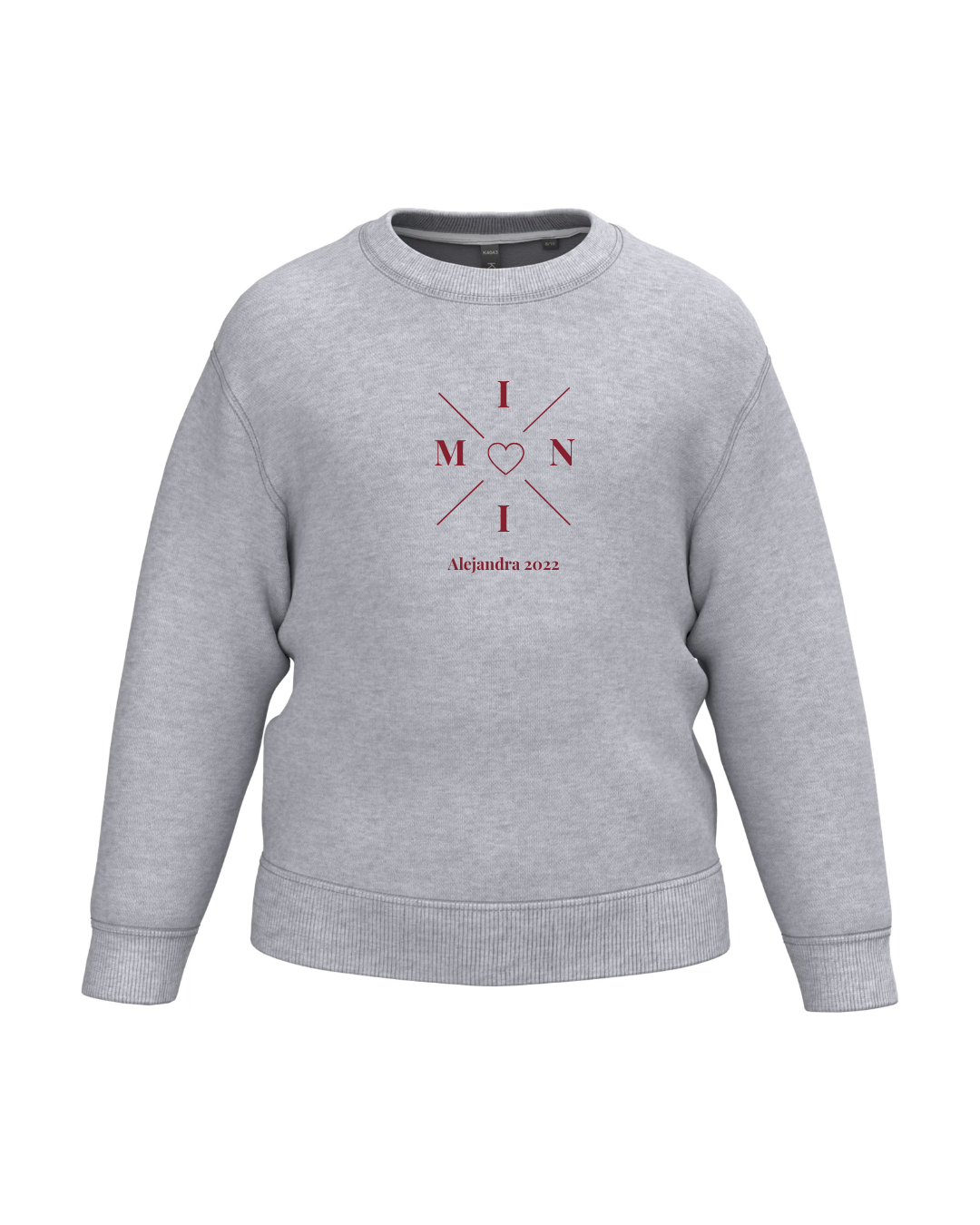 Personalised grey mini cross and heart sweatshirt