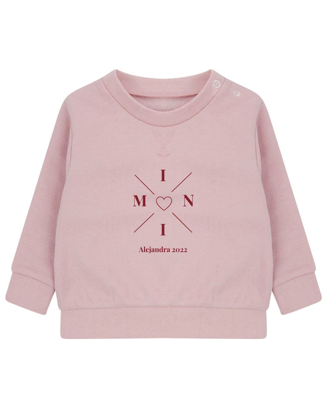 Personalised pink mini cross and heart sweatshirt
