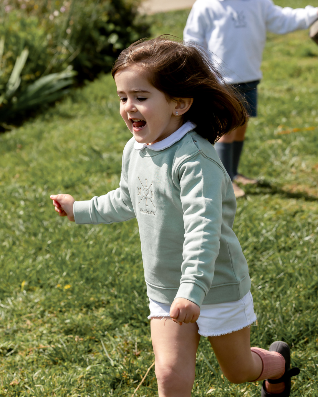 Sudadera personalizada mini cruz corazón verde mint