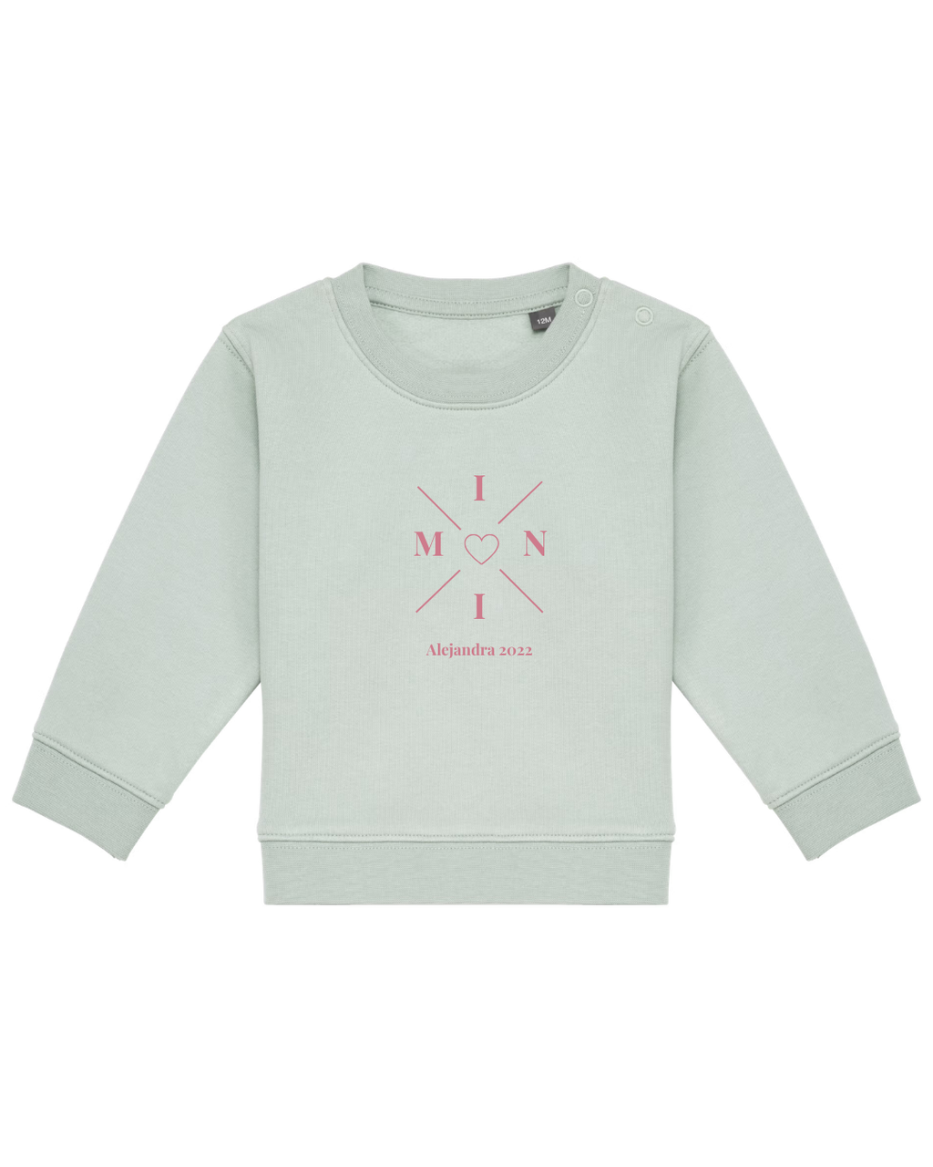 Sudadera personalizada mini cruz corazón verde mint