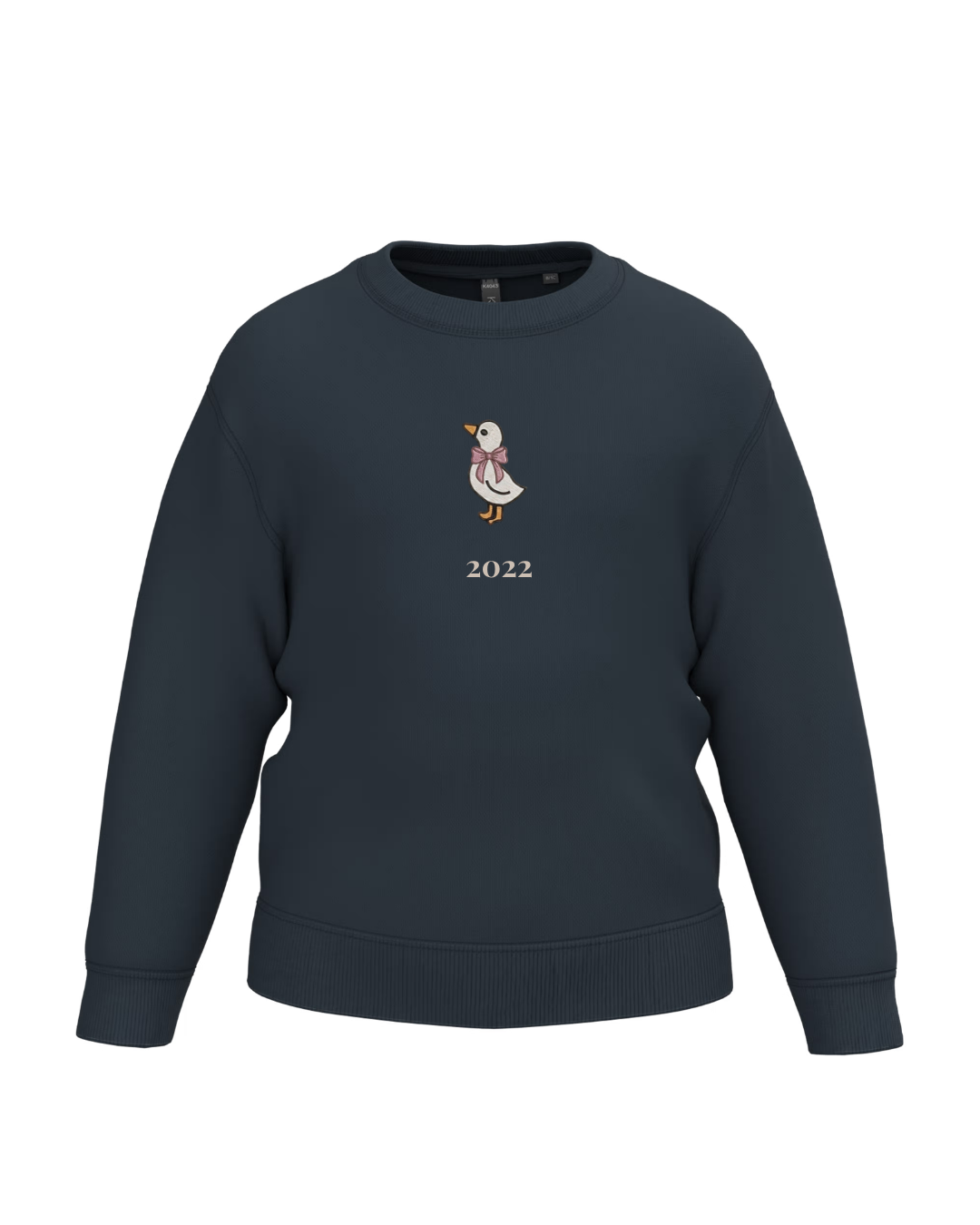 Personalised navy blue mini duck girls' sweatshirt