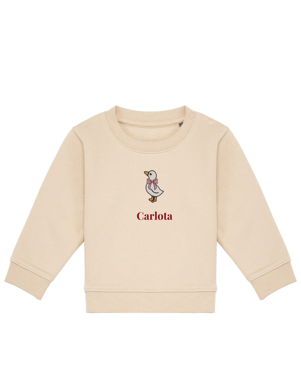 Sudadera personalizada mini pato niña beige
