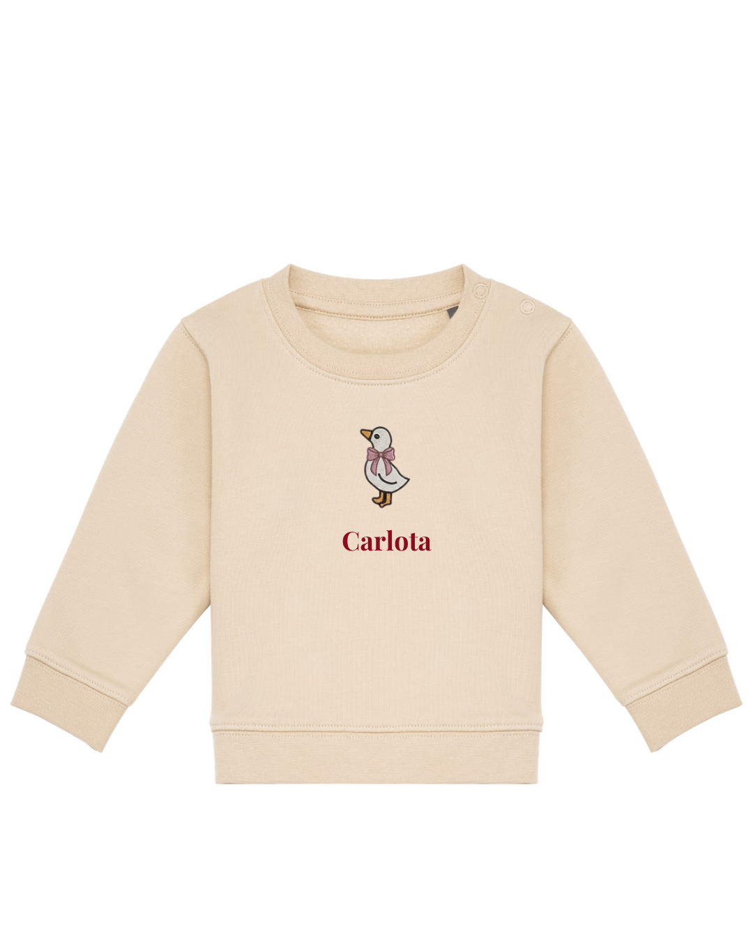 Sudadera personalizada mini pato niña beige