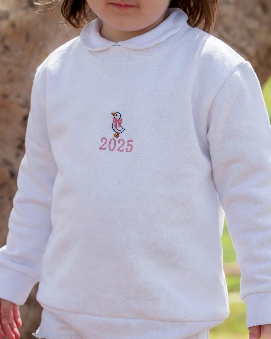 Sudadera personalizada mini pato niña blanco