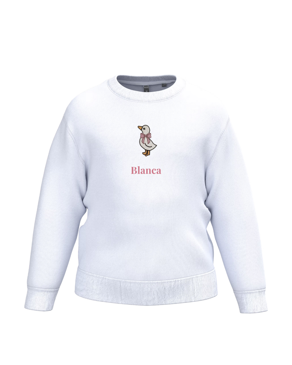 Sudadera personalizada mini pato niña blanco