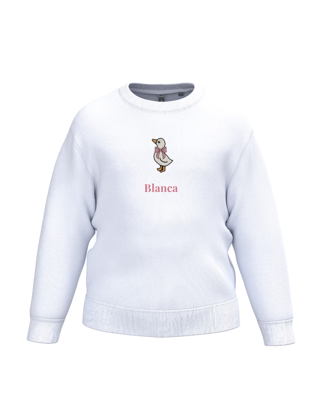 Personalised white mini duck girls' sweatshirt