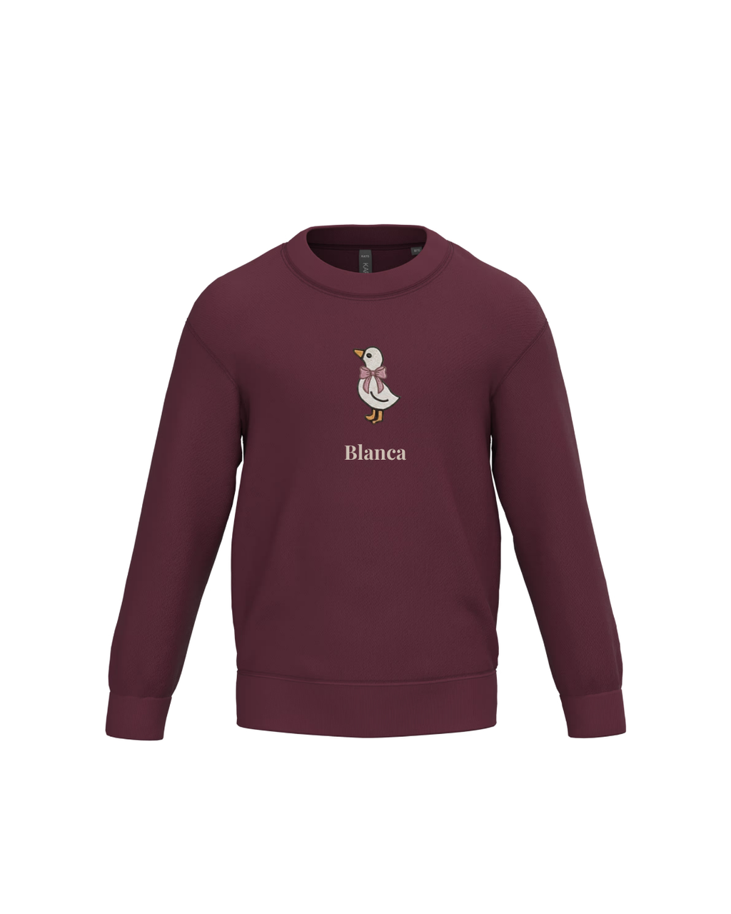 Sudadera personalizada mini pato niña granate
