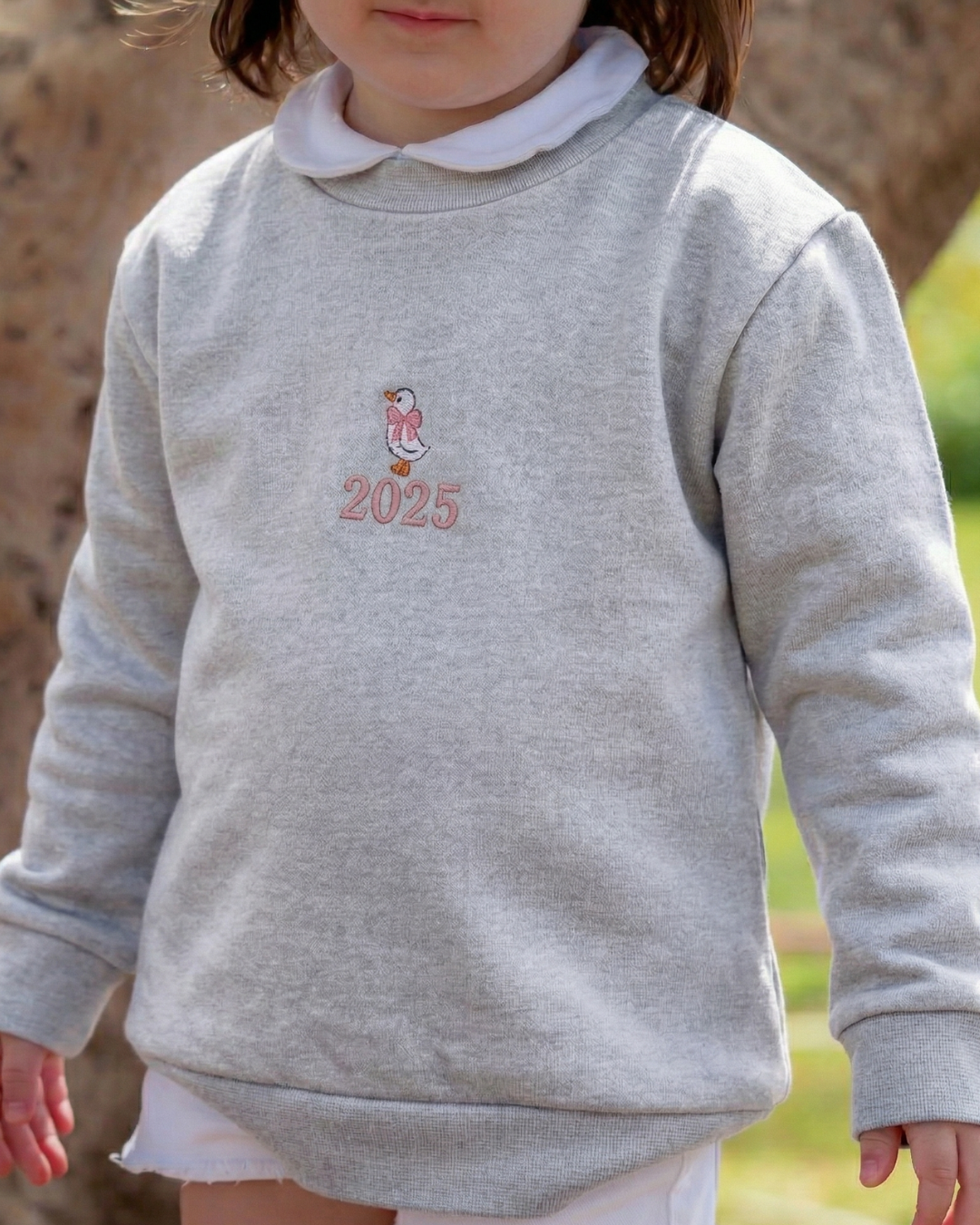 Sudadera personalizada mini pato niña gris