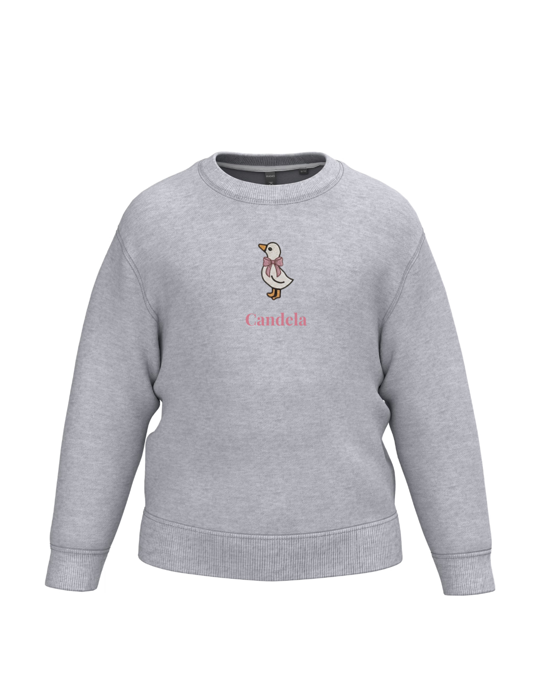 Personalised grey mini duck girls' sweatshirt