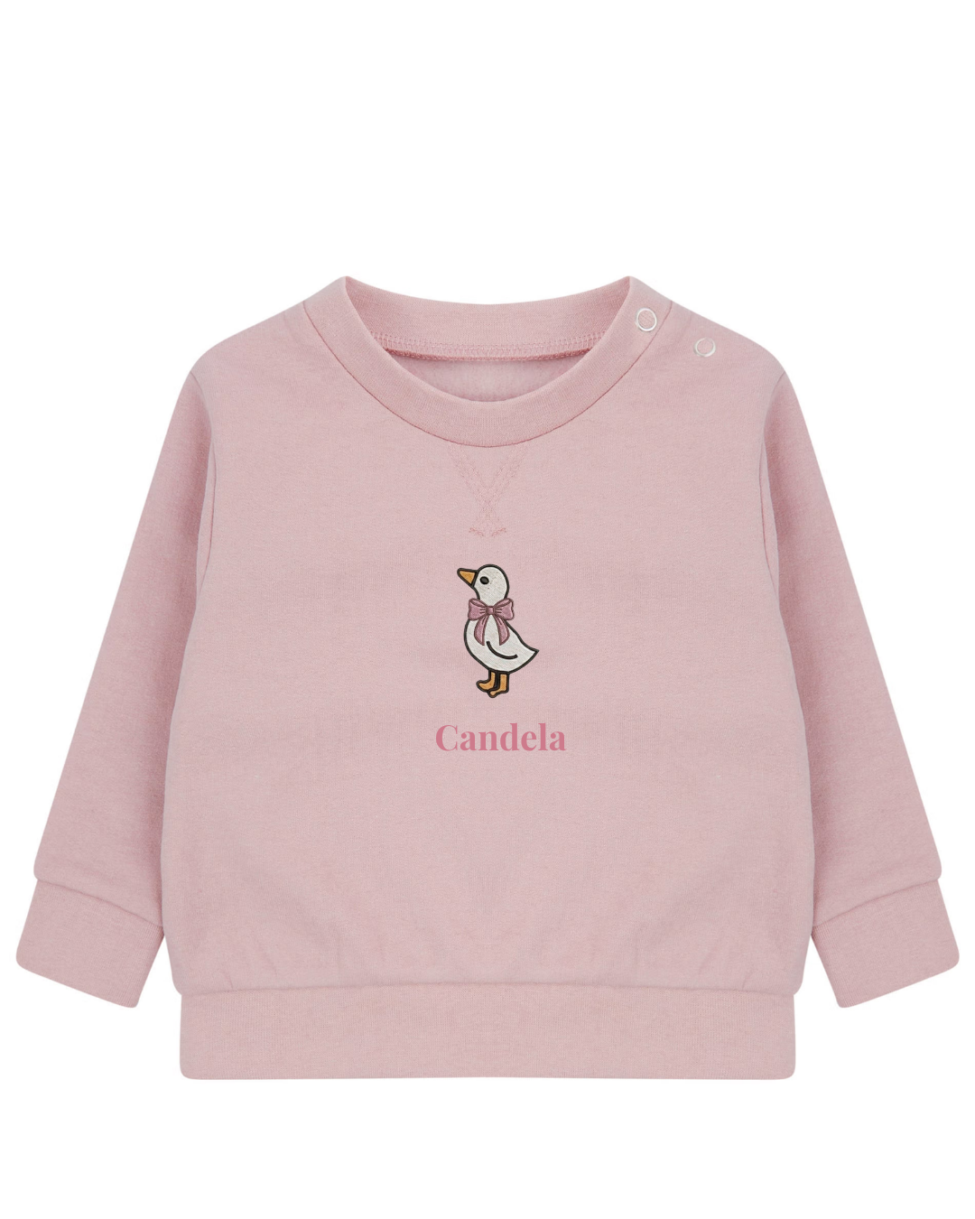 Personalised pink mini duck girls' sweatshirt