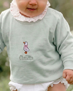 Sudadera personalizada mini pato niña verde mint