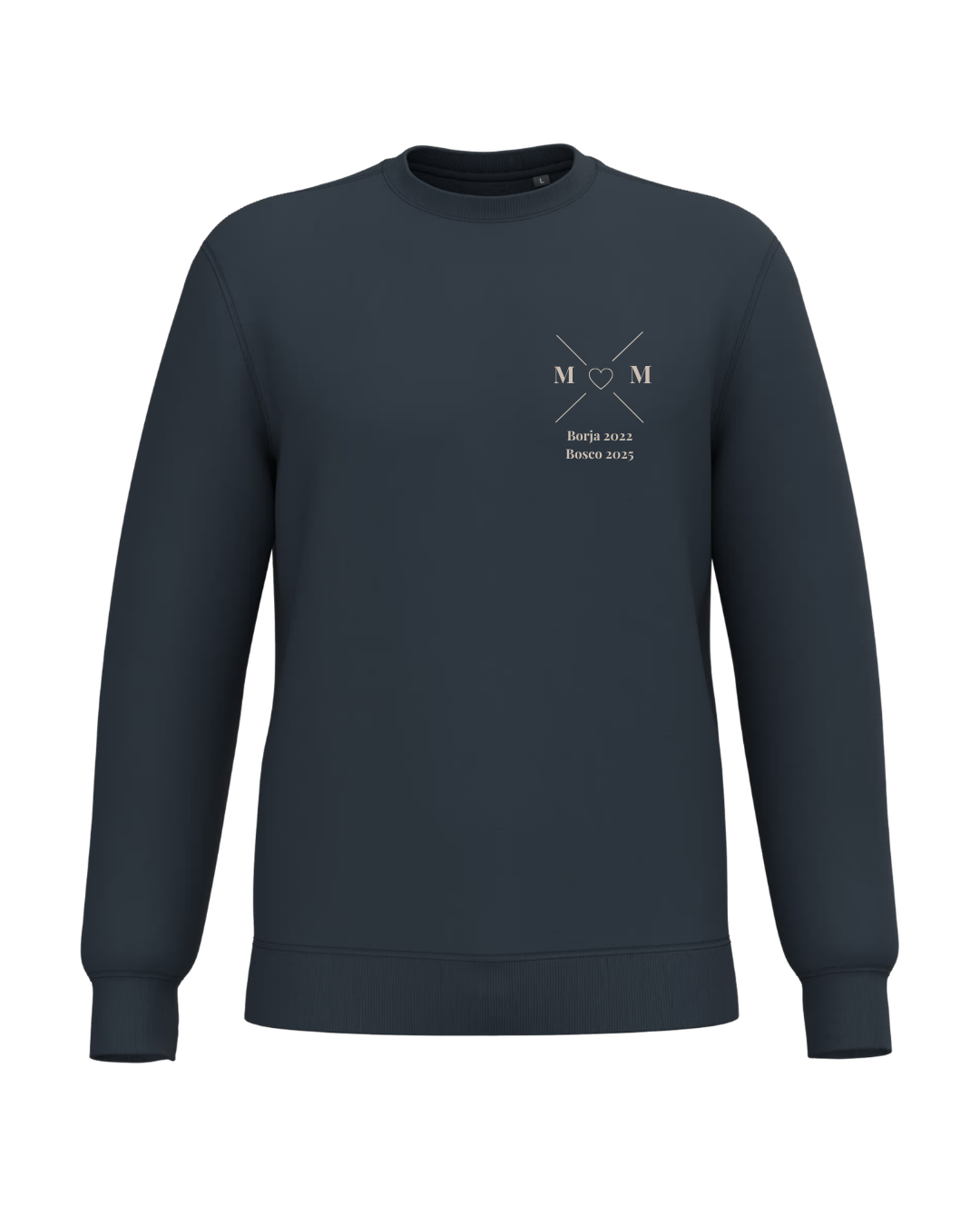 Personalised Unisex MOM navy blue Sweatshirt with Cross and Heart