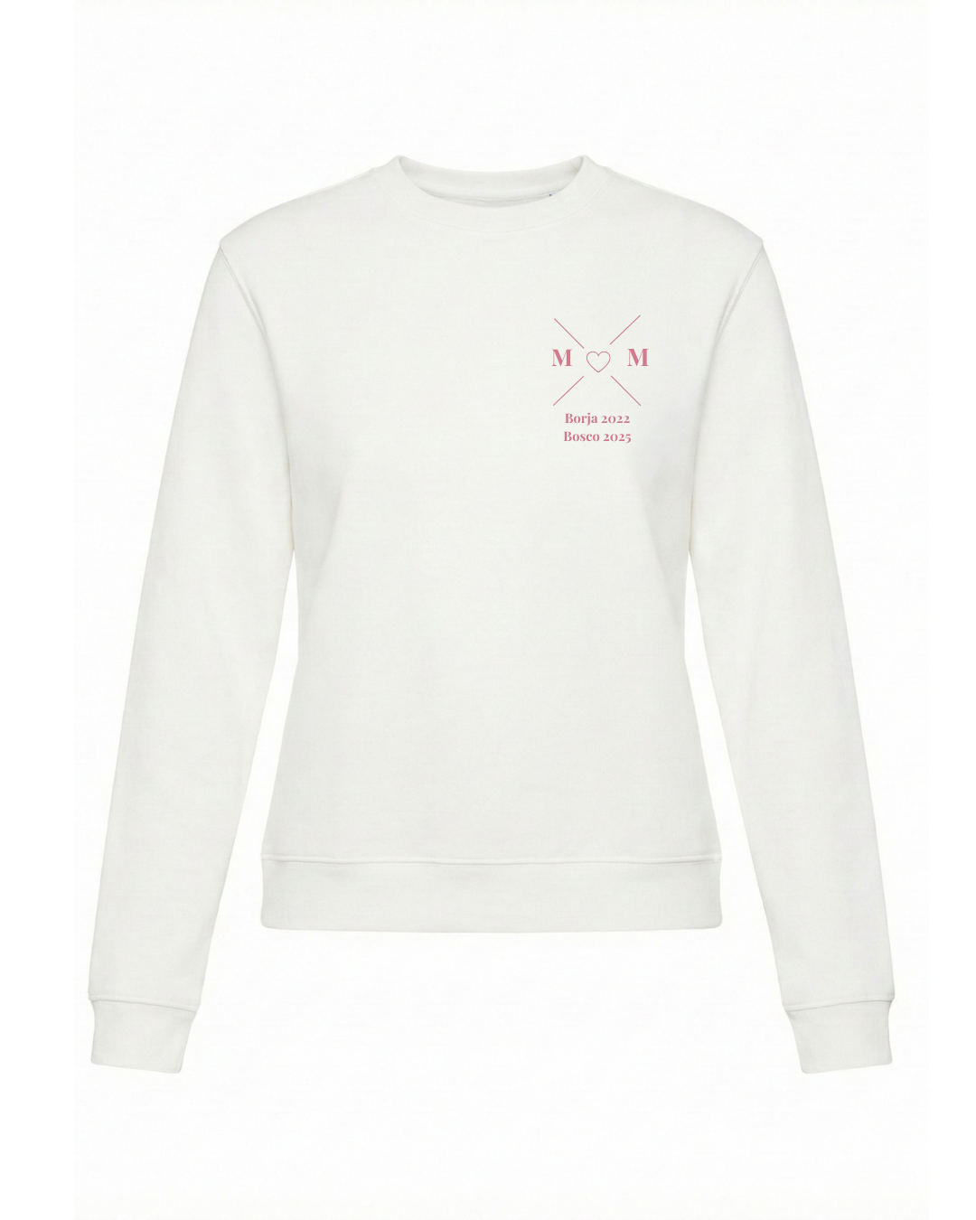 Sudadera personalizada MOM cruz corazón Beige claro (mujer)