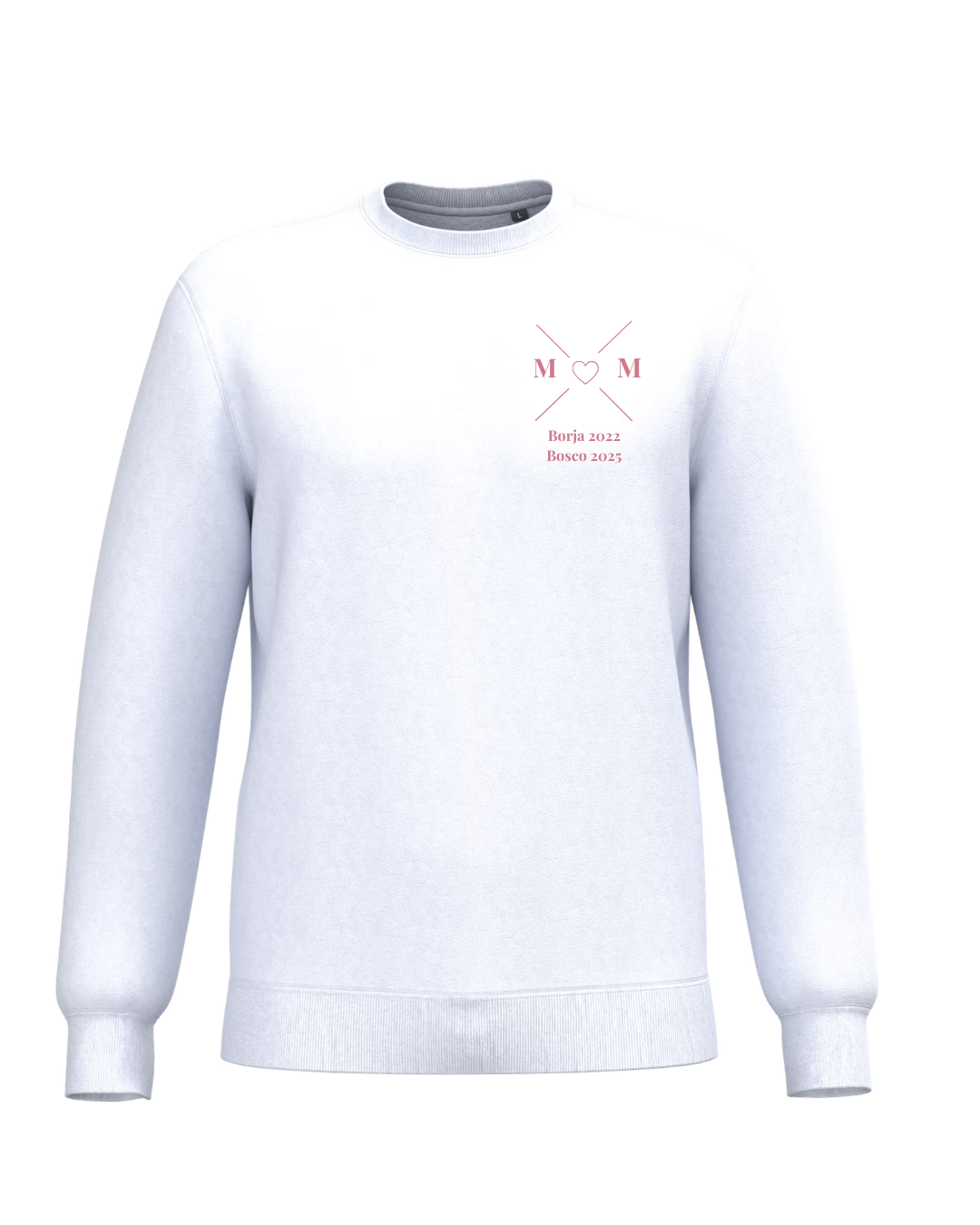 Personalised Unisex MOM white Sweatshirt with Cross and Heart