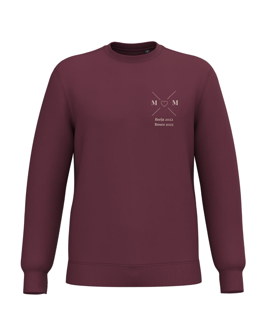 Sudadera Unisex personalizada MOM cruz corazón Granate
