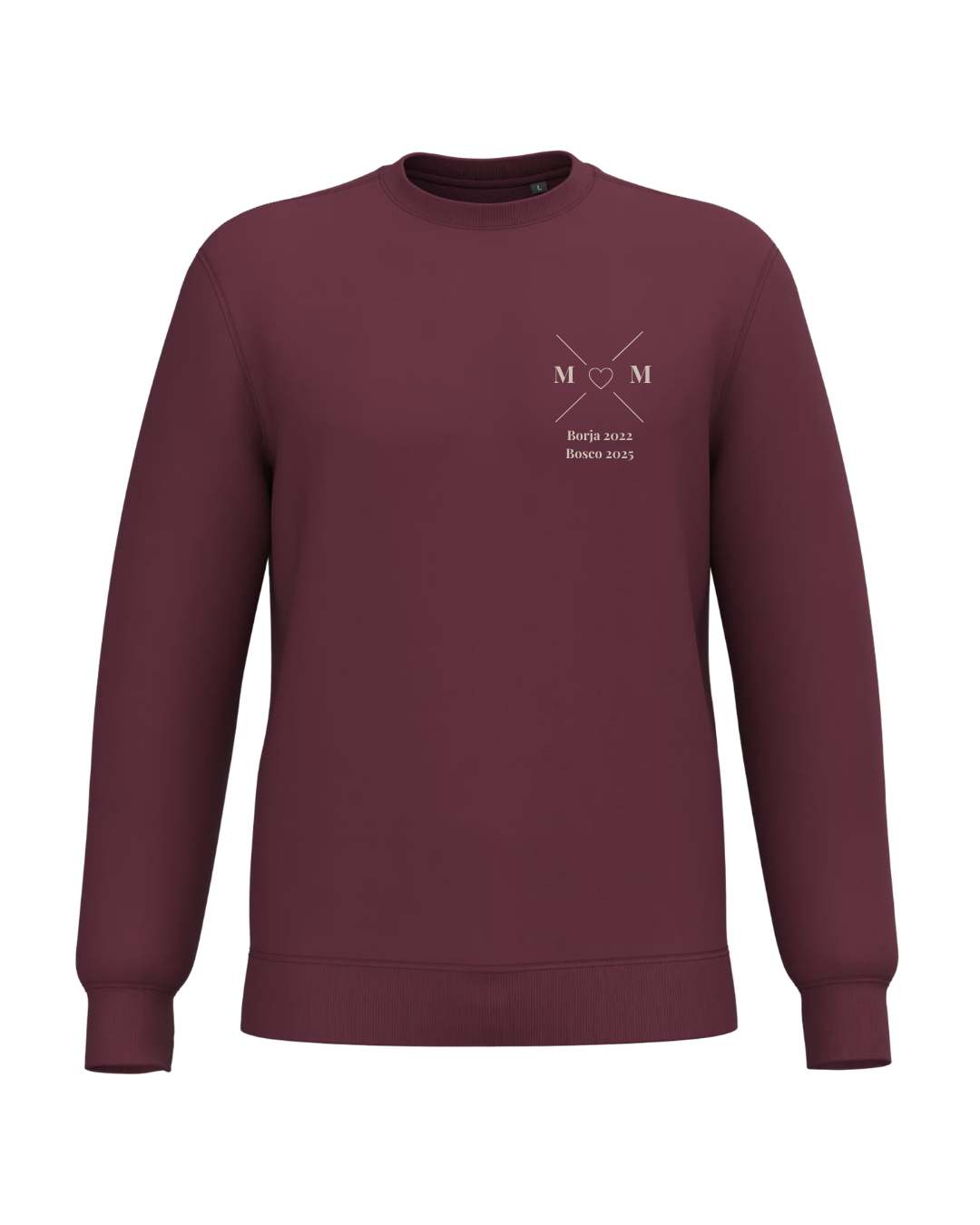 Sudadera Unisex personalizada MOM cruz corazón Granate
