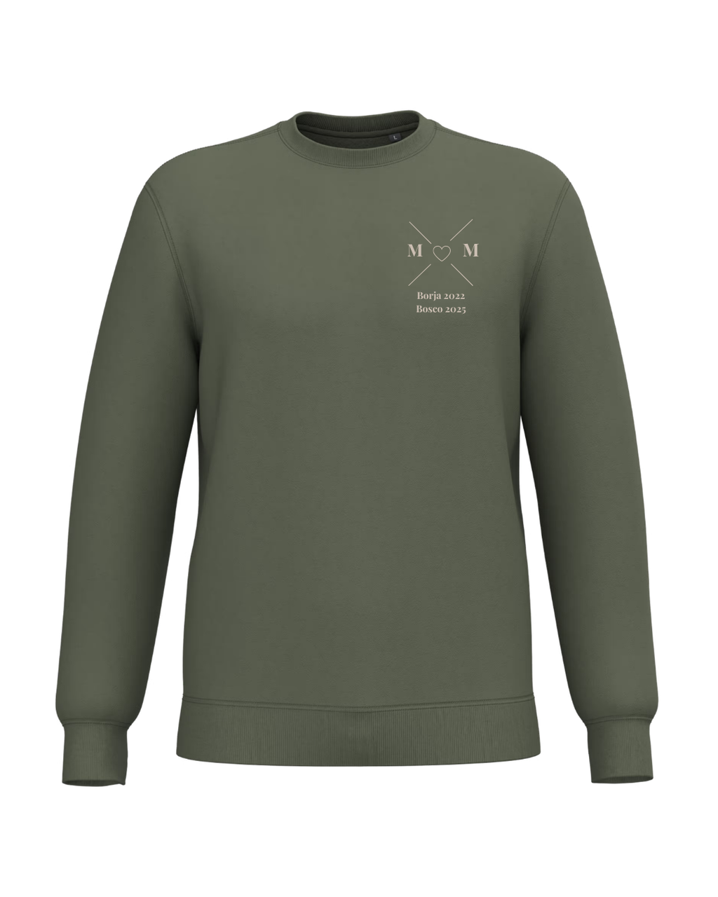Sudadera Unisex personalizada MOM cruz corazón Kaki