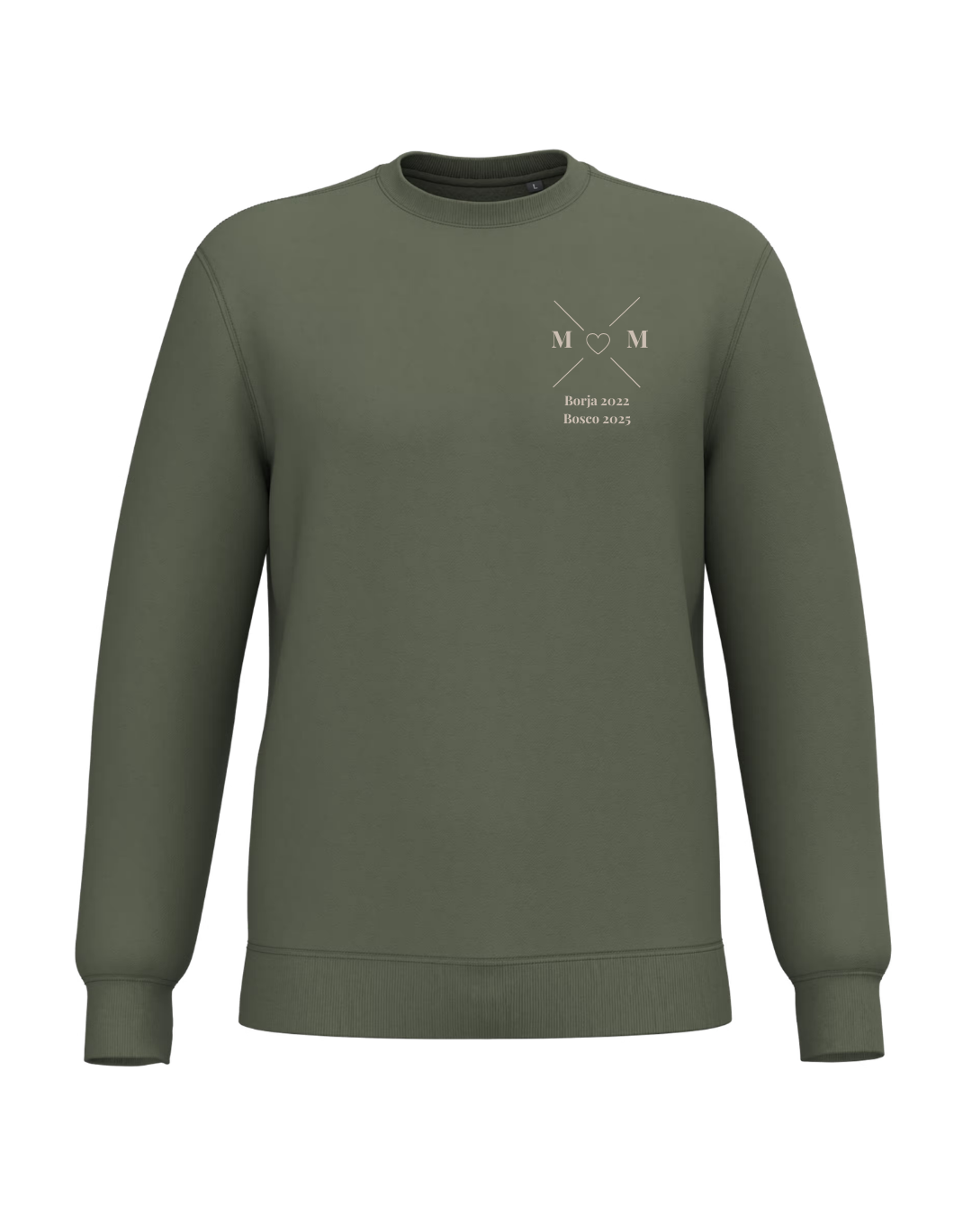 Personalised Unisex MOM Khaki Sweatshirt with Cross and Heart