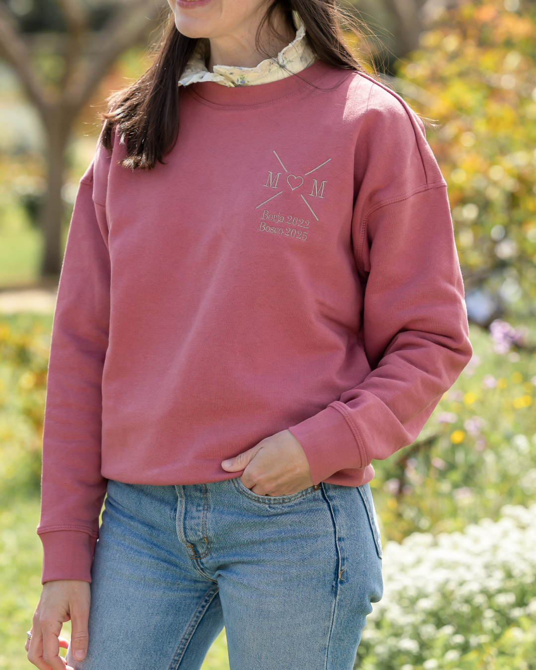 Sudadera personalizada MOM cruz corazón Rosa (mujer)
