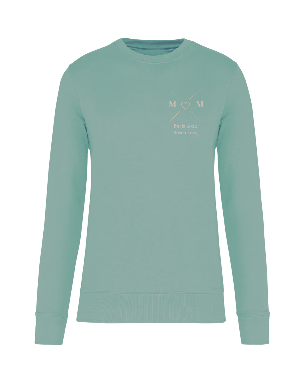 Sudadera Unisex personalizada MOM cruz corazón Verde mint