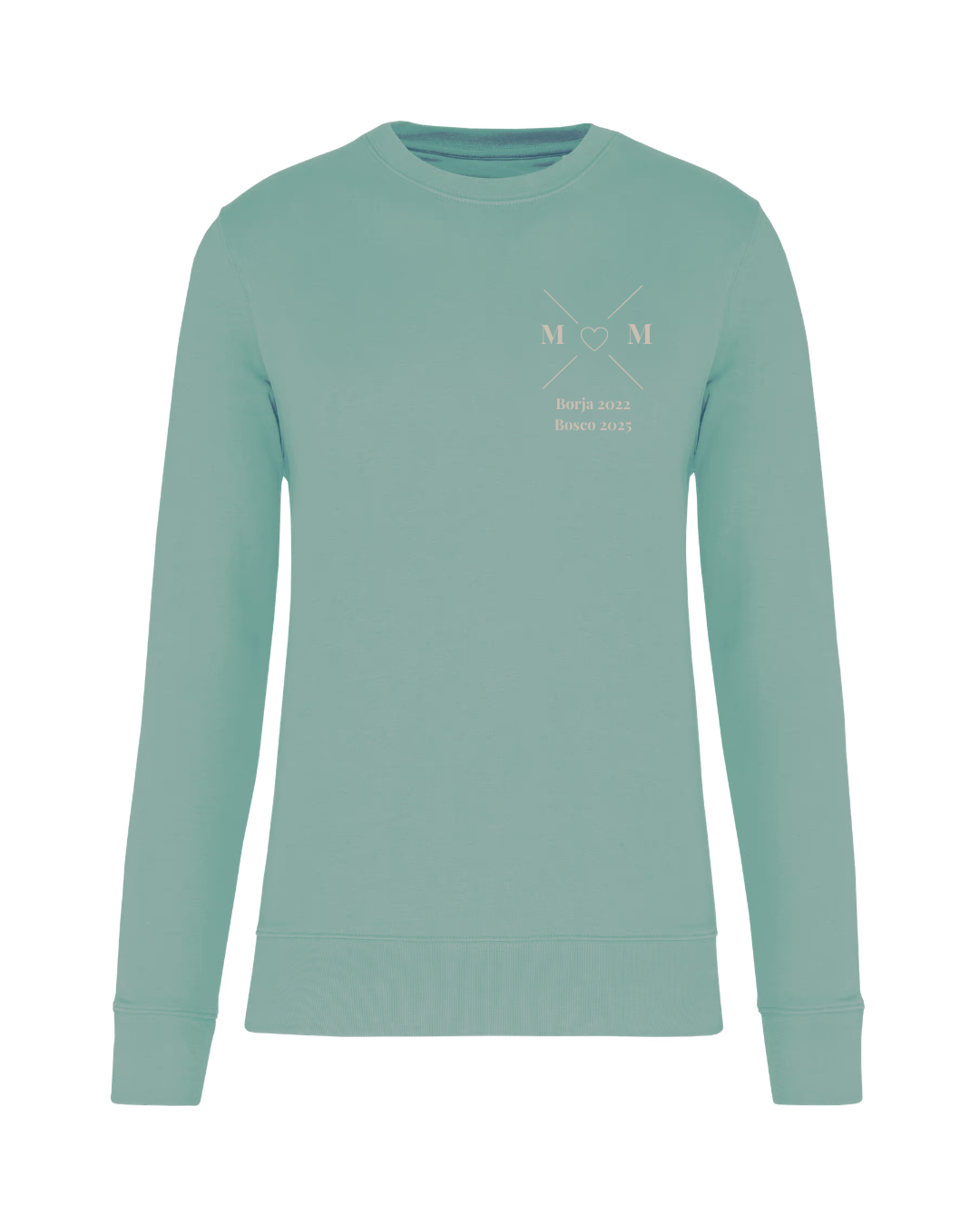 Sudadera Unisex personalizada MOM cruz corazón Verde mint