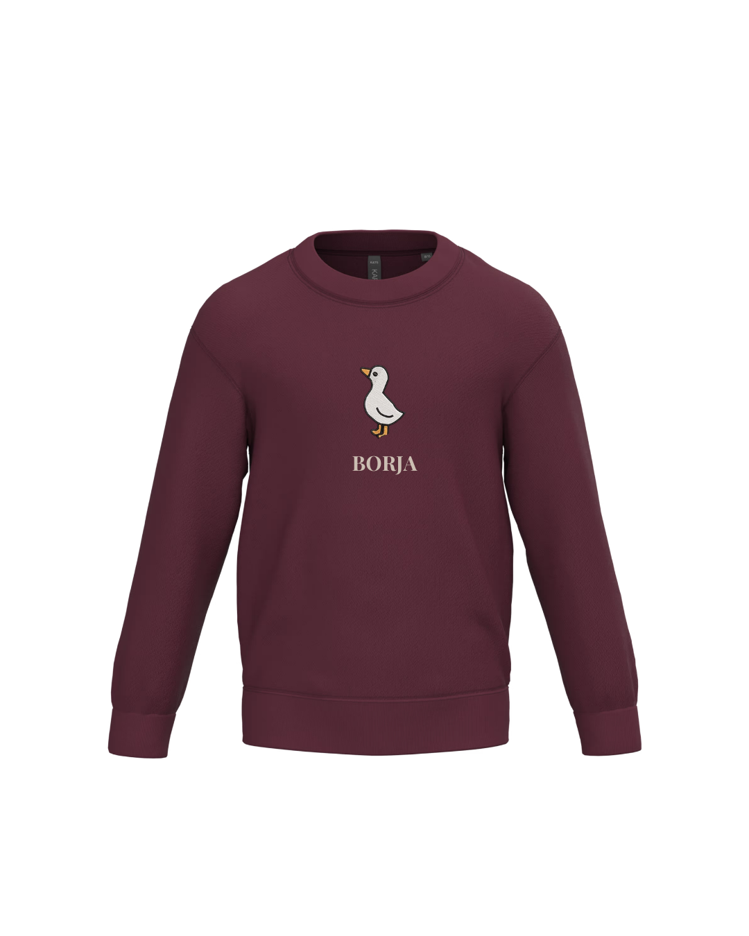 Sudadera personalizada mini pato granate