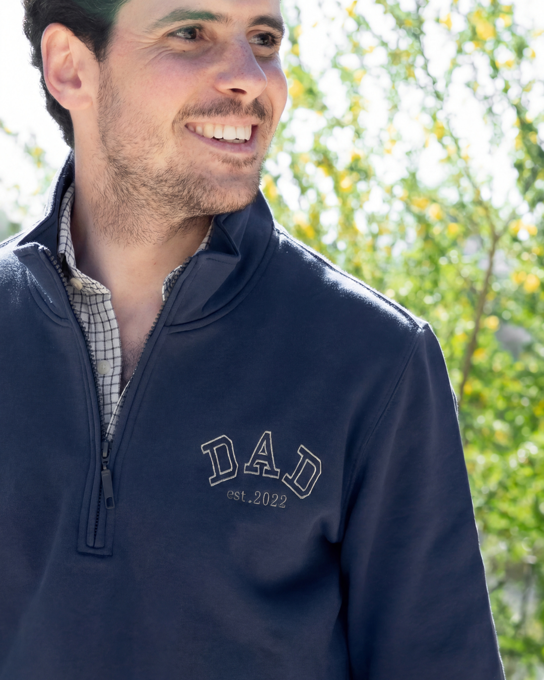 Sudadera personalizada zip Dad azul marino