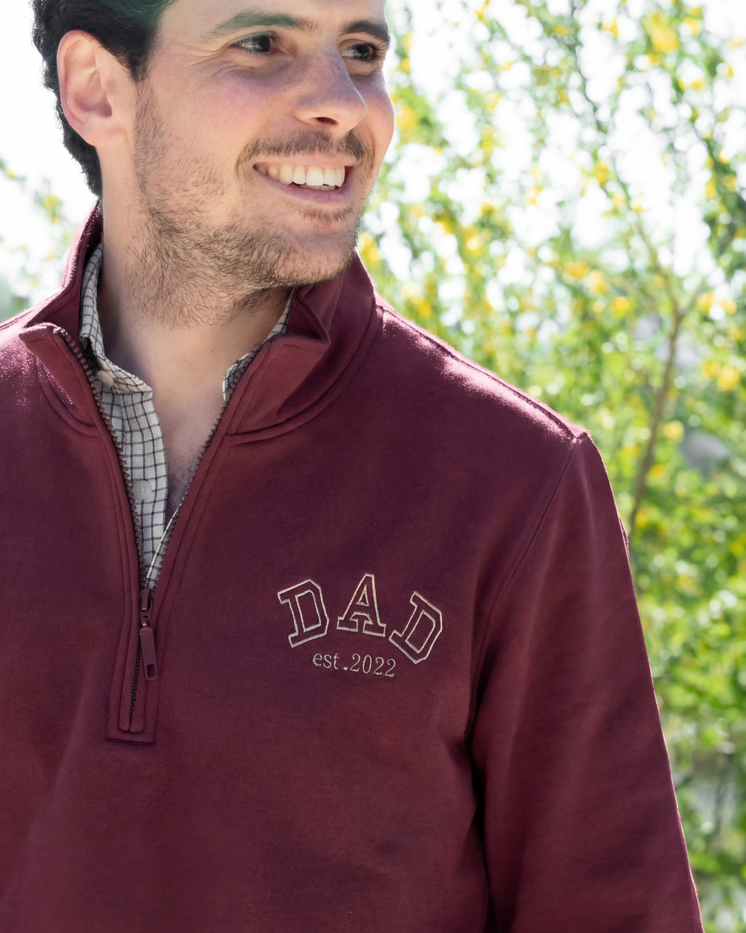 Sudadera personalizada zip Dad granate